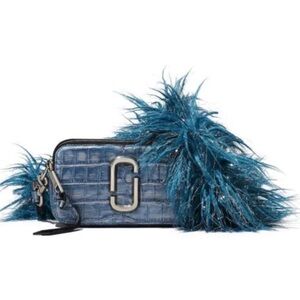 Marc Jacobs blue croc embossed Snapshot camera crossbody bag